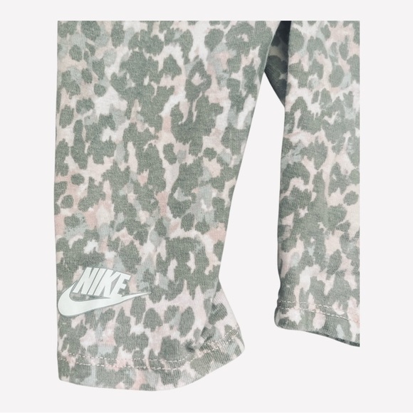 Nike Leopard Print Leggings pull-on elastic waist grey echo pink Girls 24 Mo - Picture 5 of 8
